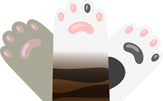 Three cat paws
