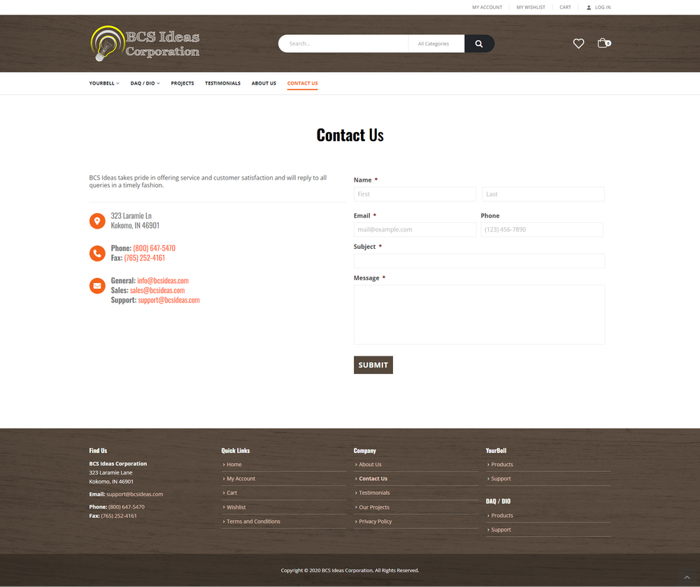 BCS Ideas Contact Page